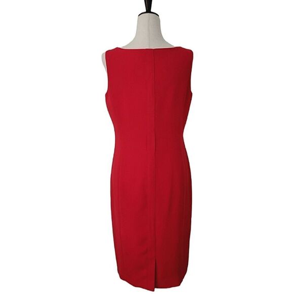 Calvin Klein Red Sleeveless Lined Zip Closure Fitted Sheath Dress Size 10 - Picture 4 of 10